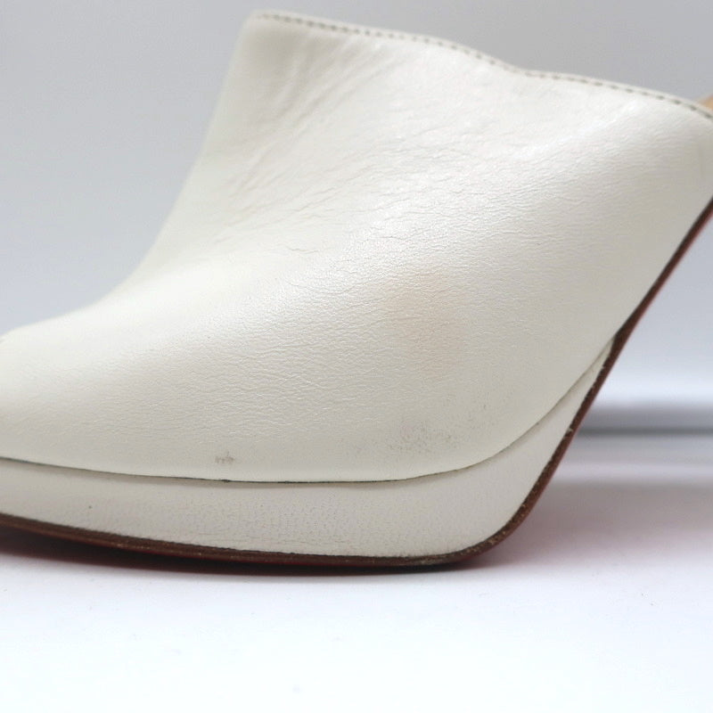 Christian Louboutin Pigamule Mules White Leather Size 36.5 Open Toe Heels product image 6, provided for visual reference and