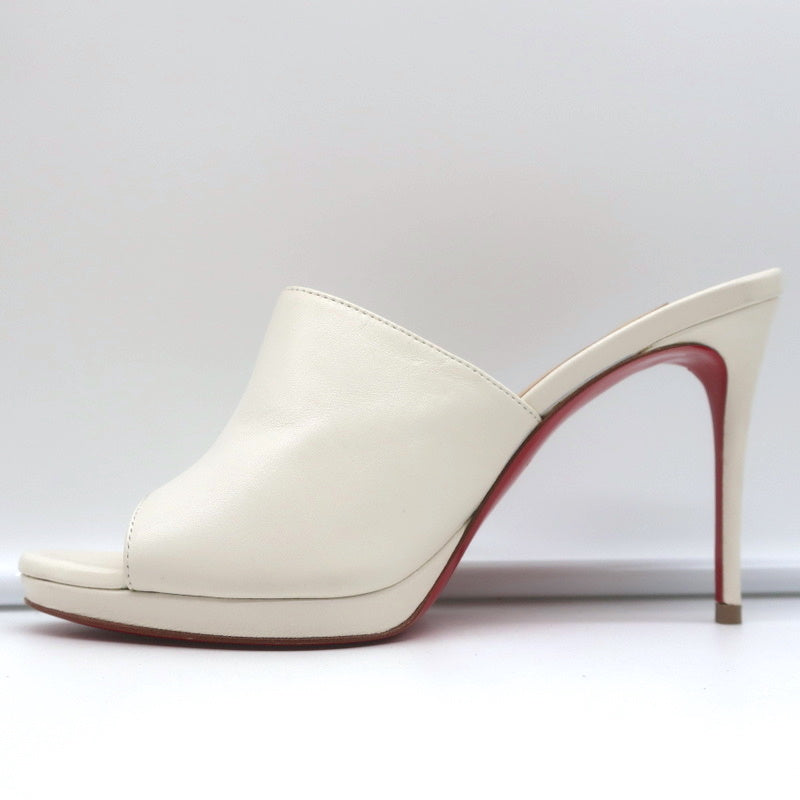 Christian Louboutin Pigamule Mules White Leather Size 36.5 Open Toe Heels product image 7, provided for visual reference and