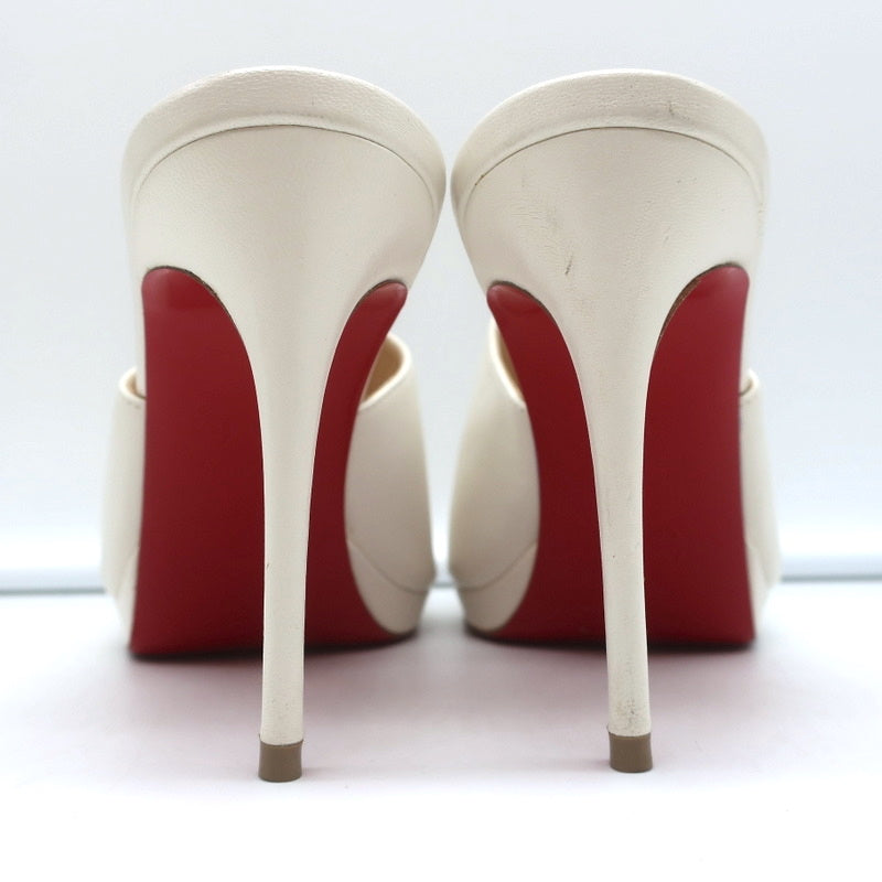 Christian Louboutin Pigamule Mules White Leather Size 36.5 Open Toe Heels product image 8, provided for visual reference and