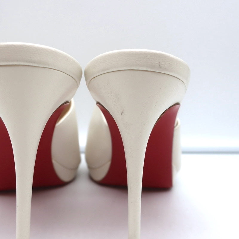 Christian Louboutin Pigamule Mules White Leather Size 36.5 Open Toe Heels product image 9, provided for visual reference and