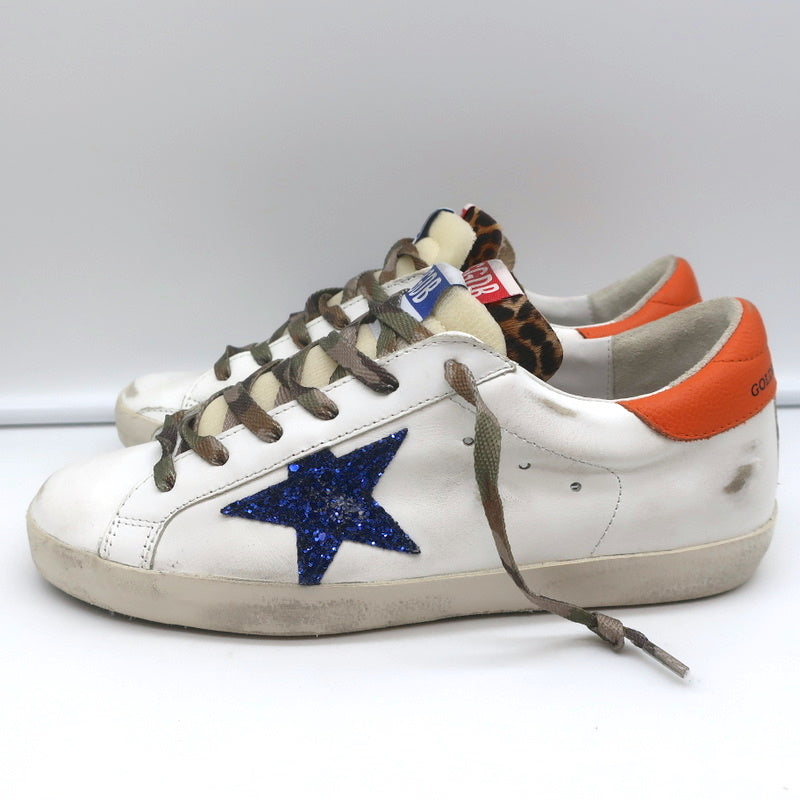 Golden Goose Superstar Double Tongue Glitter Star Sneakers White Size 37 NEW product image 6, provided for visual reference