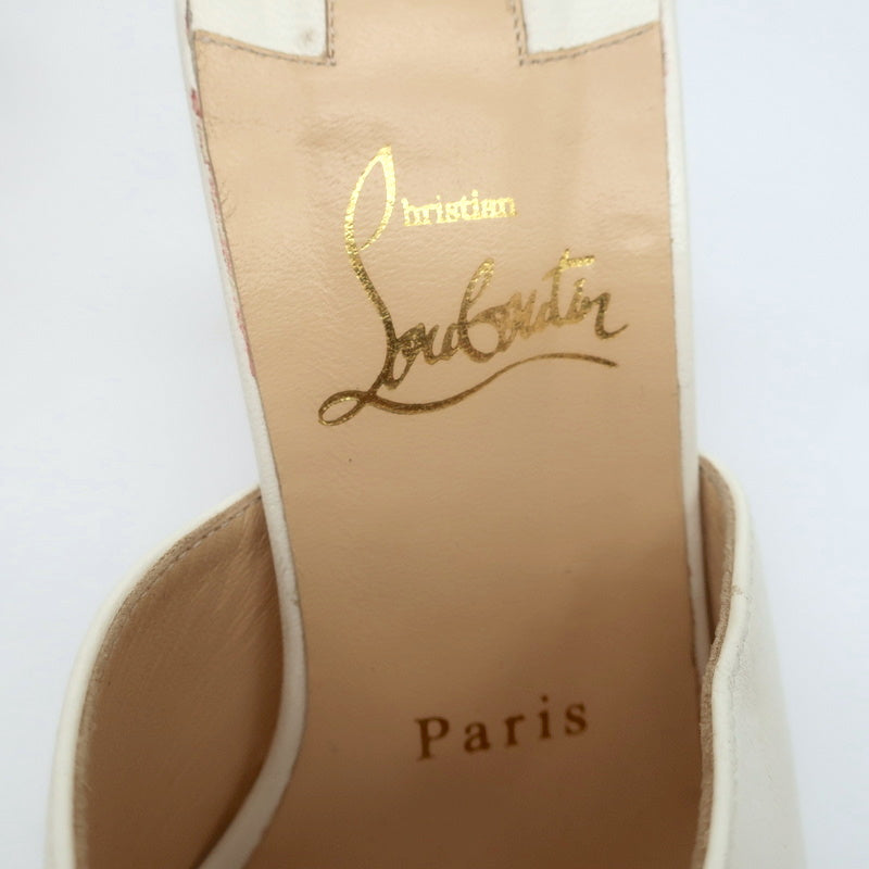 Christian Louboutin Pigamule Mules White Leather Size 36.5 Open Toe Heels product image 10, provided for visual reference