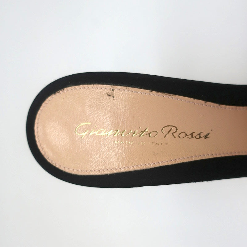 Gianvito Rossi Beaded Flower Mules Black Satin Size 39 Open Toe Heels NEW product image 9, provided for visual reference and