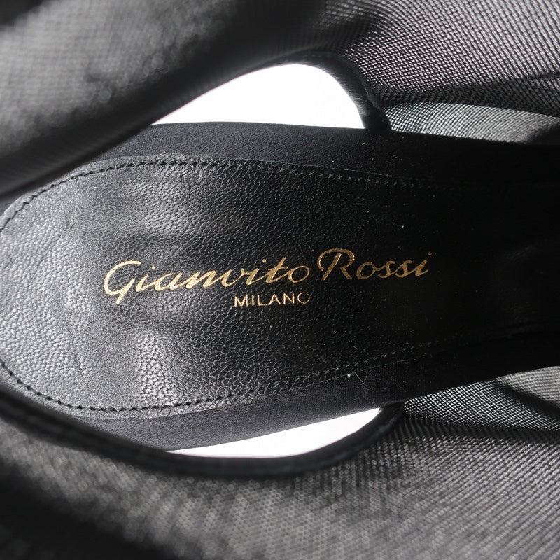 Gianvito Rossi Peep Toe Slingback Booties Black Satin & Organza Size 40 NEW product image 9, provided for visual reference