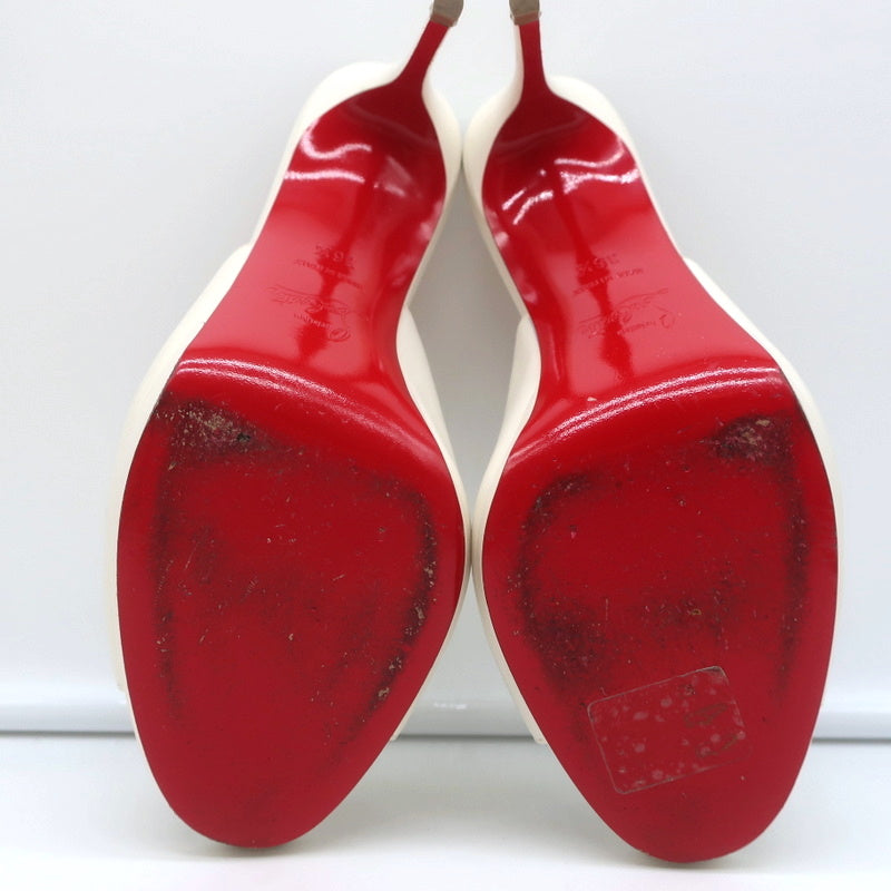 Christian Louboutin Pigamule Mules White Leather Size 36.5 Open Toe Heels product image 11, provided for visual reference