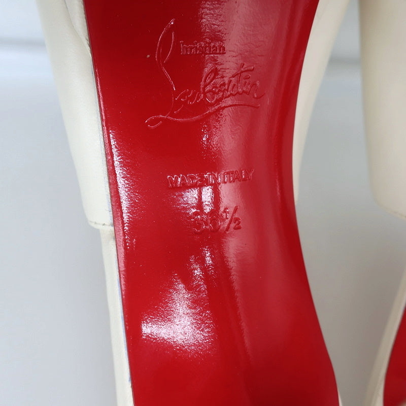 Christian Louboutin Pigamule Mules White Leather Size 36.5 Open Toe Heels product image 12, provided for visual reference