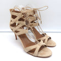 Aquazzura Beverly Hills Lace-Up Sandals Nude Suede Size 39 Open Toe Heels product image 1, provided for visual reference and