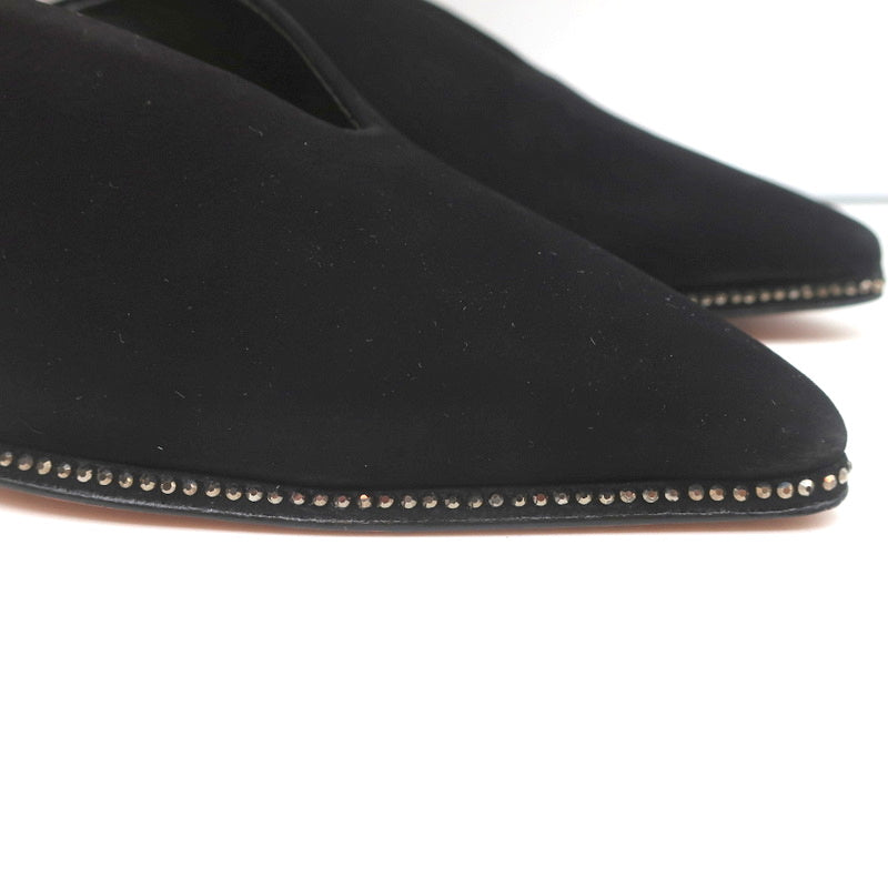 Schutz Crystal-Trim Mules Heliconia Black Suede Size 6 Pointed Toe Heels product image 2, provided for visual reference and