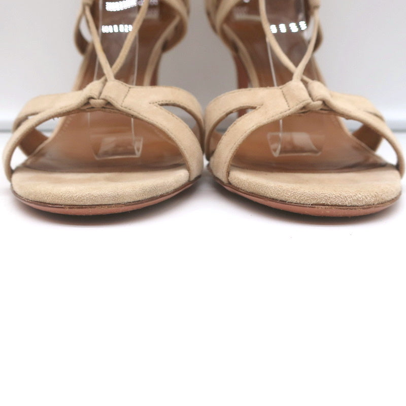 Aquazzura Beverly Hills Lace-Up Sandals Nude Suede Size 39 Open Toe Heels product image 6, provided for visual reference and