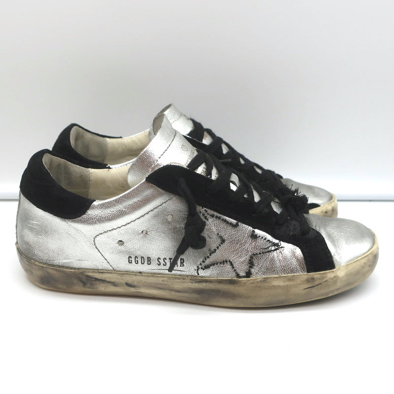 Golden Goose Superstar Embroidered Sneakers Silver Metallic Leather Size 37 product image 2, provided for visual reference