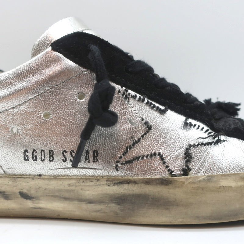 Golden Goose Superstar Embroidered Sneakers Silver Metallic Leather Size 37 product image 3, provided for visual reference
