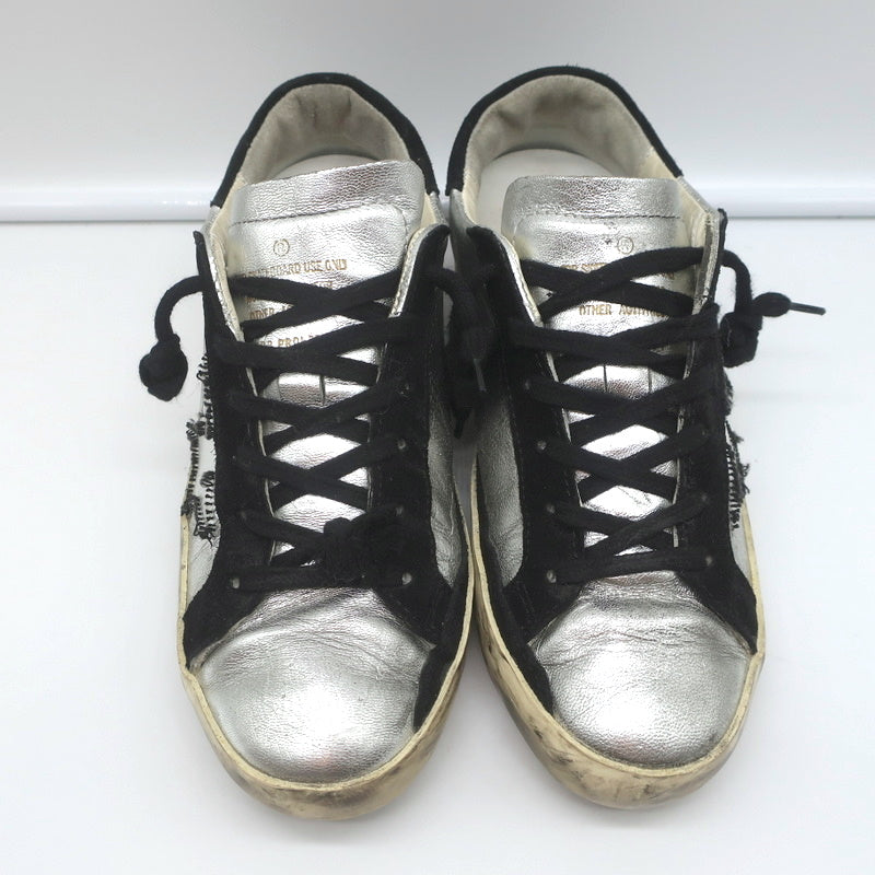 Golden Goose Superstar Embroidered Sneakers Silver Metallic Leather Size 37 product image 4, provided for visual reference