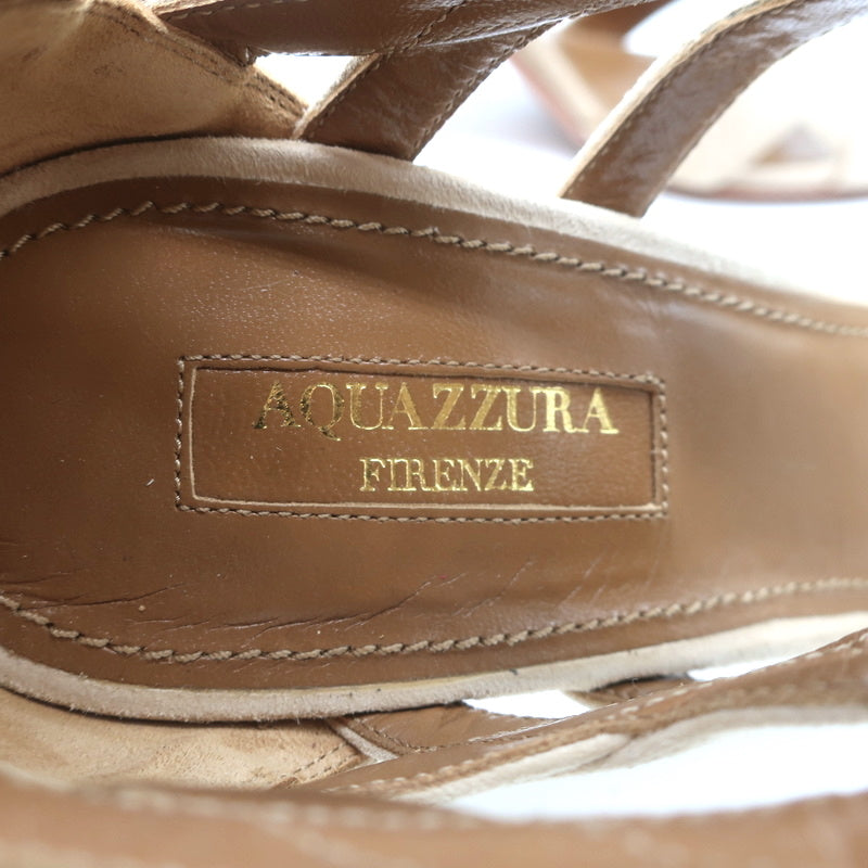 Aquazzura Beverly Hills Lace-Up Sandals Nude Suede Size 39 Open Toe Heels product image 11, provided for visual reference