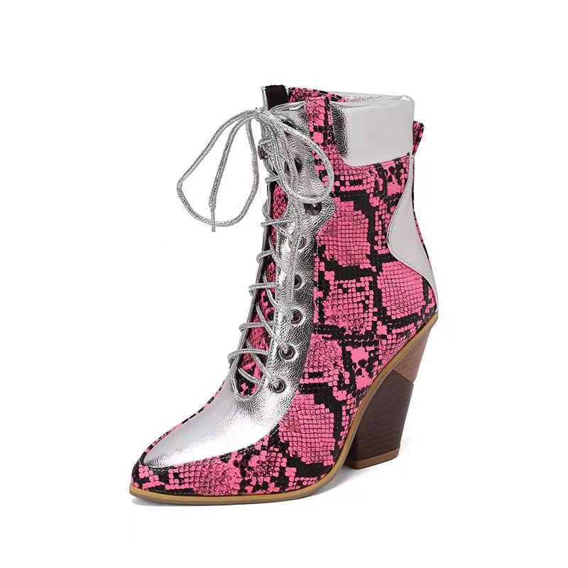 New Fashion Pointed Colored High Heel Short Boots product image 2, provided for visual reference and product detail review