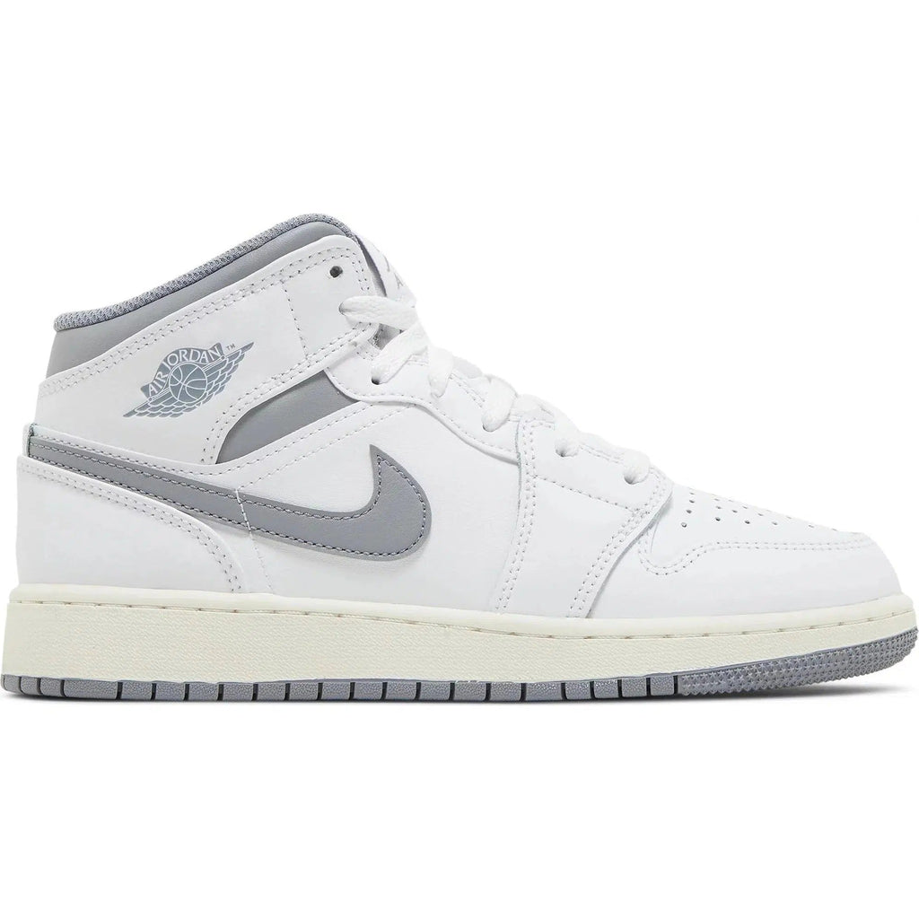 Nike Air Jordan 1 Mid Vintage White (GS) product image 1, provided for visual reference and product detail review