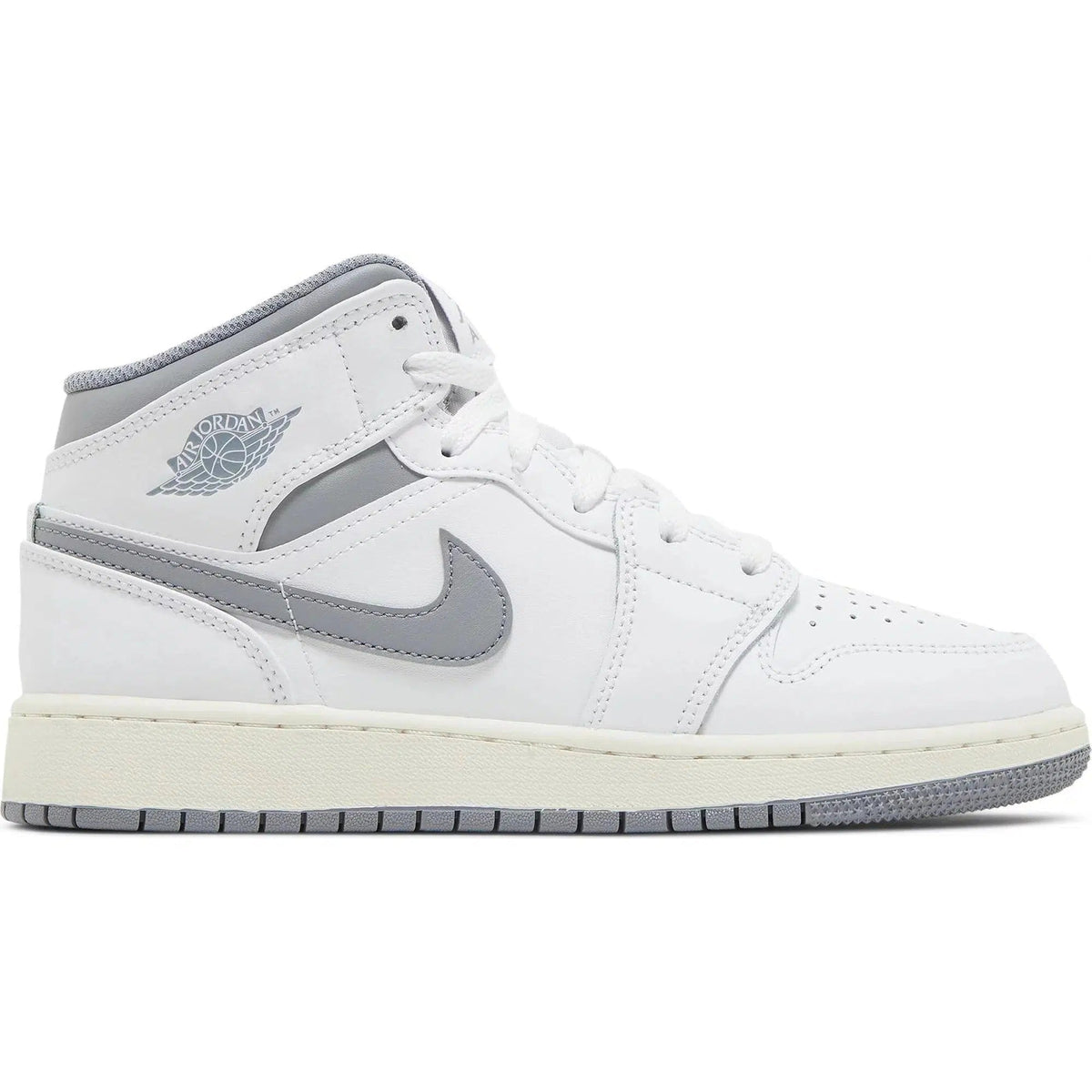 Nike Air Jordan 1 Mid Vintage White (GS) product image 1, provided for visual reference and product detail review