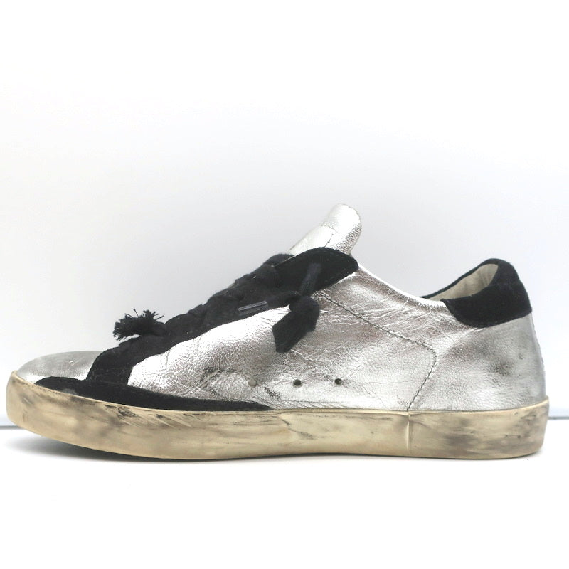 Golden Goose Superstar Embroidered Sneakers Silver Metallic Leather Size 37 product image 7, provided for visual reference