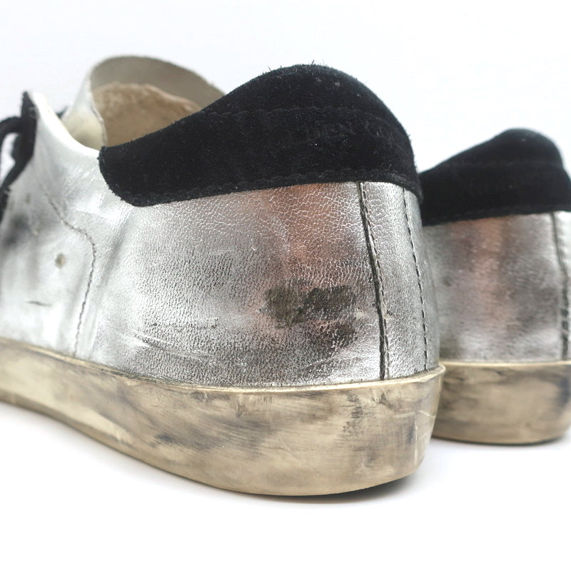 Golden Goose Superstar Embroidered Sneakers Silver Metallic Leather Size 37 product image 9, provided for visual reference