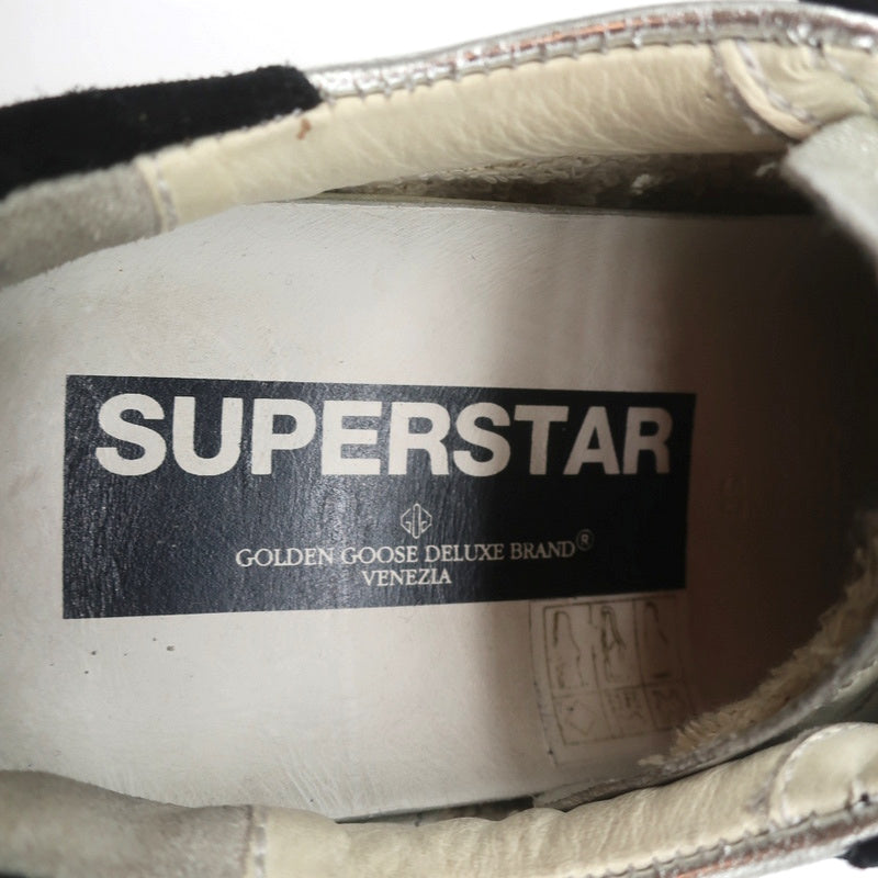 Golden Goose Superstar Embroidered Sneakers Silver Metallic Leather Size 37 product image 10, provided for visual reference