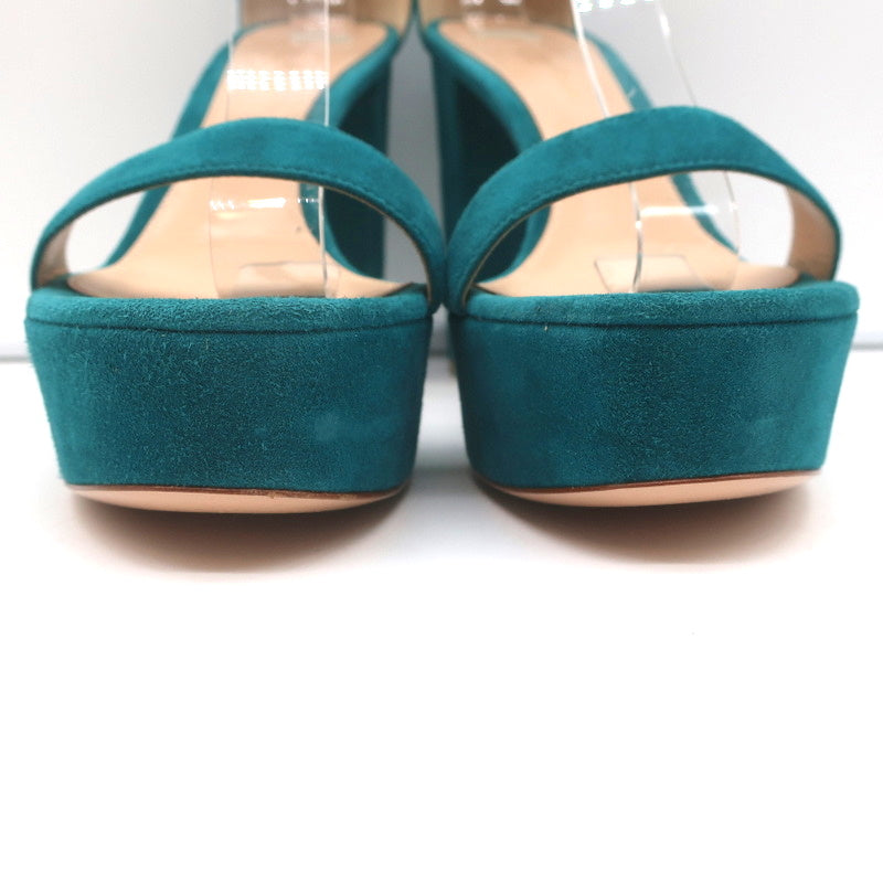 Gianvito Rossi Portofino Platform Sandals Teal Suede Size 36.5 Ankle Strap Heels product image 4, provided for visual