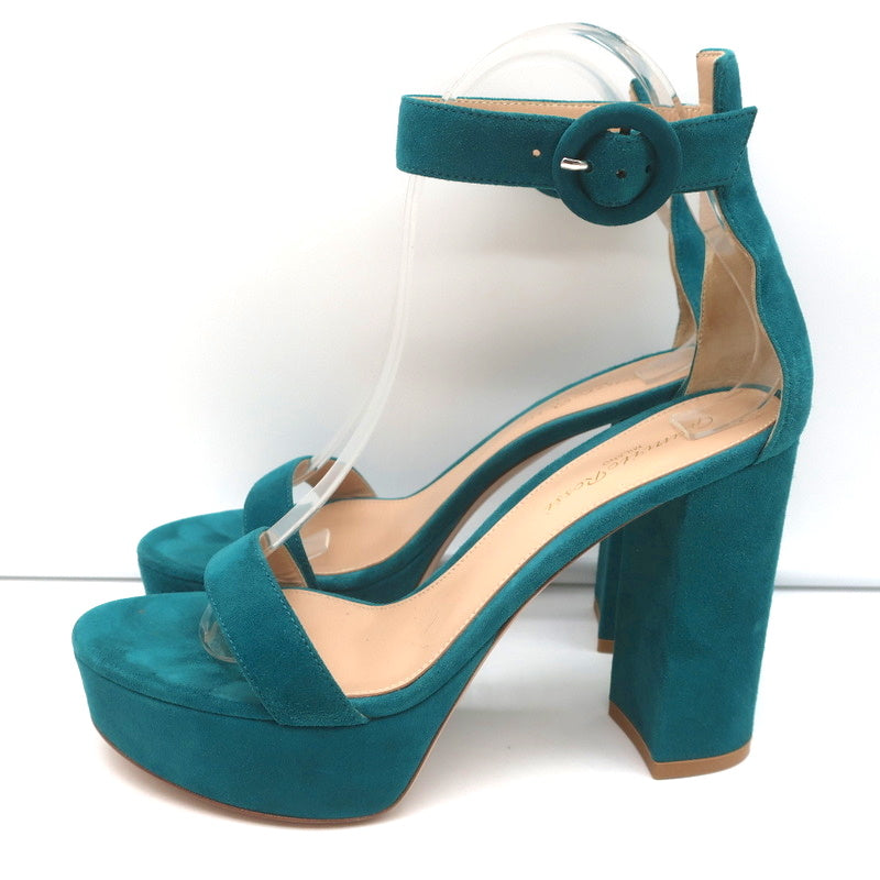 Gianvito Rossi Portofino Platform Sandals Teal Suede Size 36.5 Ankle Strap Heels product image 5, provided for visual