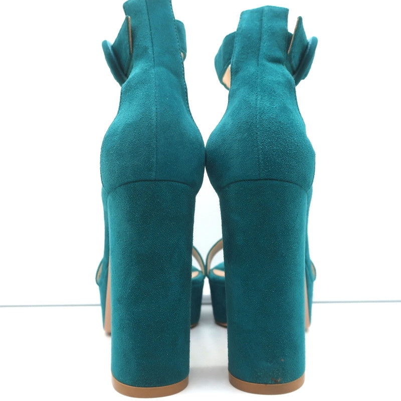 Gianvito Rossi Portofino Platform Sandals Teal Suede Size 36.5 Ankle Strap Heels product image 7, provided for visual