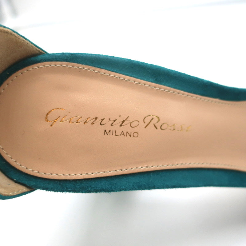 Gianvito Rossi Portofino Platform Sandals Teal Suede Size 36.5 Ankle Strap Heels product image 8, provided for visual