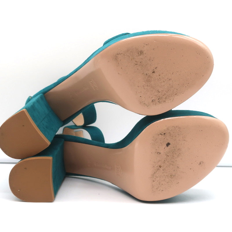Gianvito Rossi Portofino Platform Sandals Teal Suede Size 36.5 Ankle Strap Heels product image 10, provided for visual