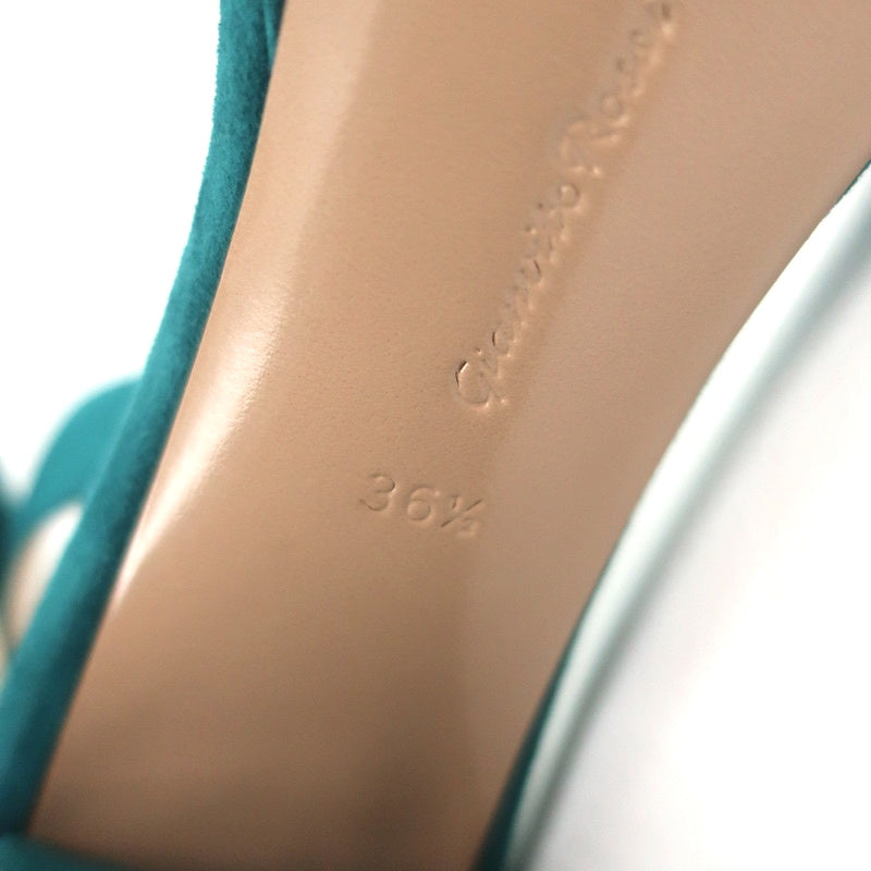 Gianvito Rossi Portofino Platform Sandals Teal Suede Size 36.5 Ankle Strap Heels product image 11, provided for visual