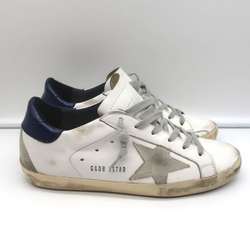 Golden Goose Superstar Low Top Sneakers White & Navy Leather Size 37 product image 2, provided for visual reference and
