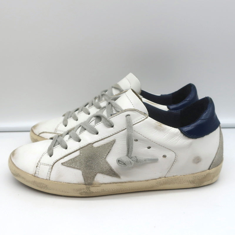 Golden Goose Superstar Low Top Sneakers White & Navy Leather Size 37 product image 6, provided for visual reference and