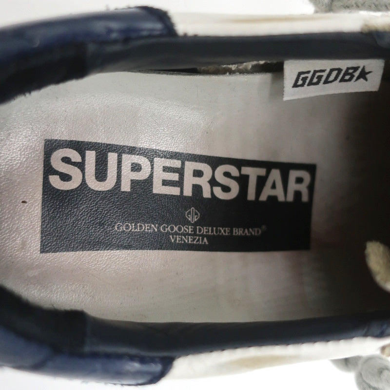 Golden Goose Superstar Low Top Sneakers White & Navy Leather Size 37 product image 10, provided for visual reference and