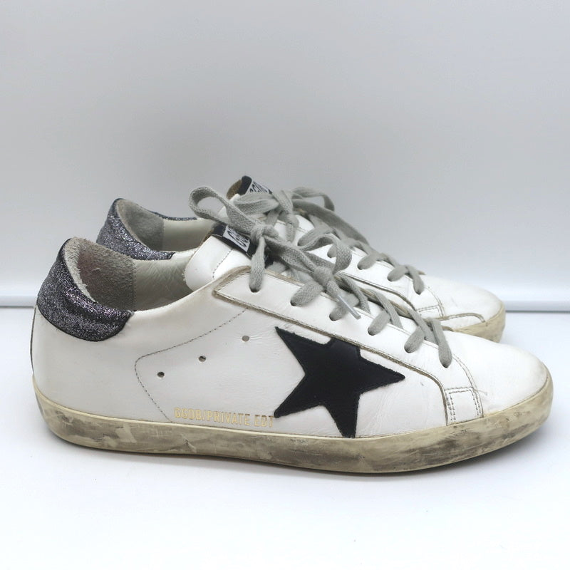 Golden Goose Superstar Glitter Heel Tab Sneakers White & Black Leather Size 38 product image 2, provided for visual