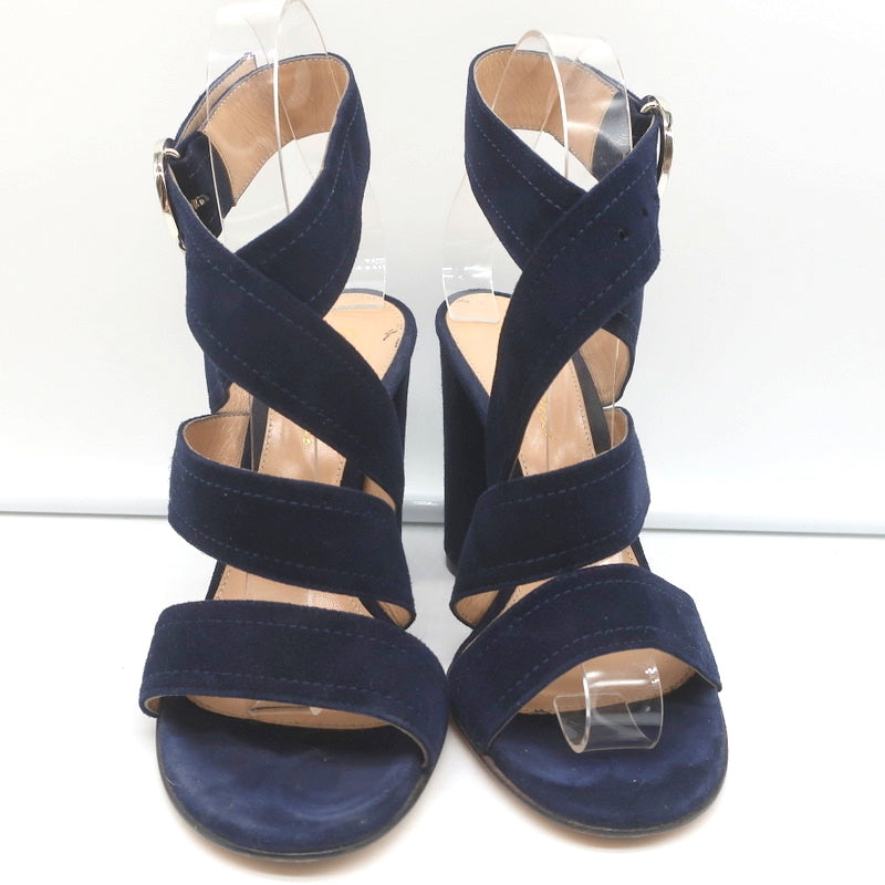 Gianvito Rossi Crisscross Sandals Navy Suede Size 36.5 Open Toe Heels product image 3, provided for visual reference and