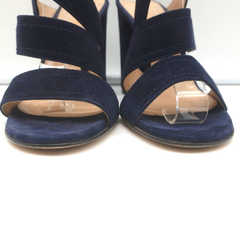 Gianvito Rossi Crisscross Sandals Navy Suede Size 36.5 Open Toe Heels product image 4, provided for visual reference and