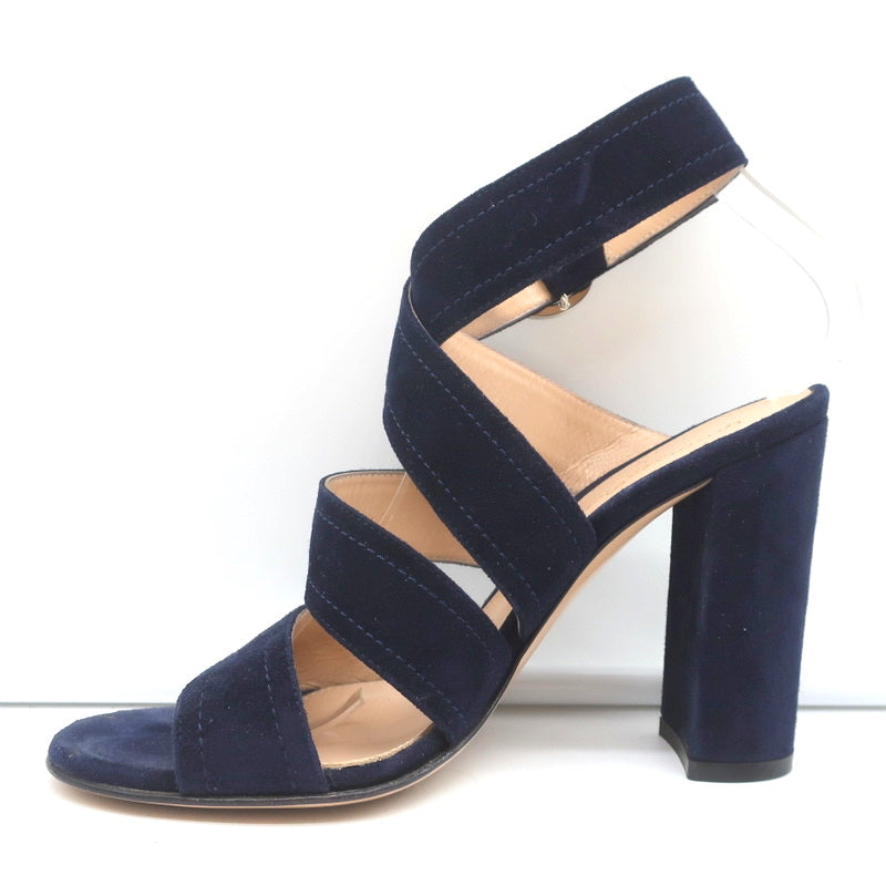 Gianvito Rossi Crisscross Sandals Navy Suede Size 36.5 Open Toe Heels product image 6, provided for visual reference and