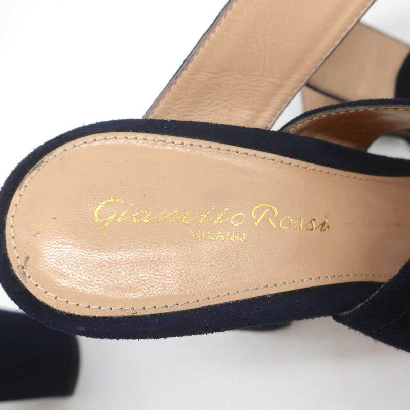 Gianvito Rossi Crisscross Sandals Navy Suede Size 36.5 Open Toe Heels product image 8, provided for visual reference and