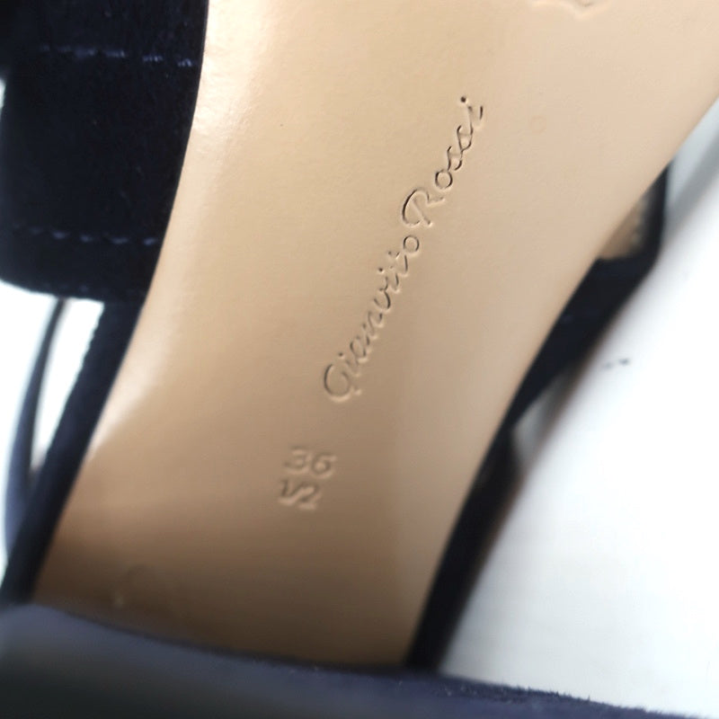 Gianvito Rossi Crisscross Sandals Navy Suede Size 36.5 Open Toe Heels product image 11, provided for visual reference and