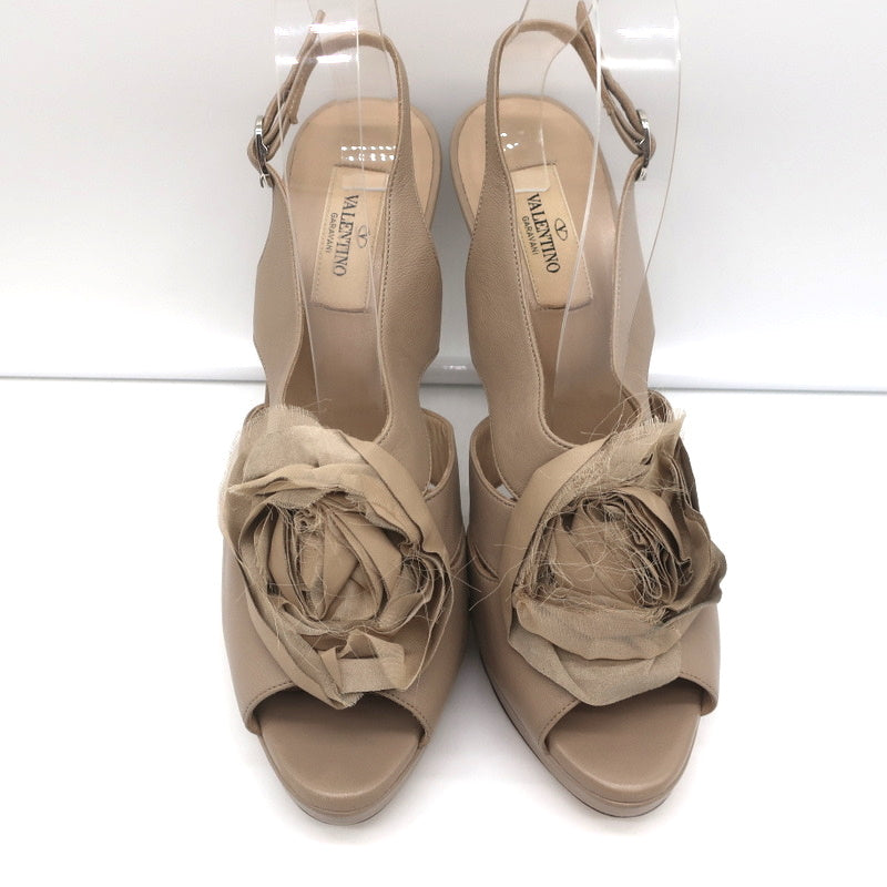 Valentino Flower Platform Slingback Sandals Taupe Leather Size 39.5 NEW product image 3, provided for visual reference and