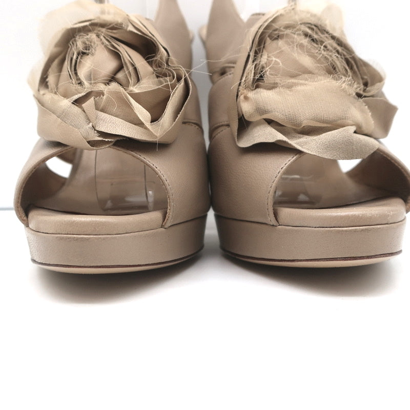 Valentino Flower Platform Slingback Sandals Taupe Leather Size 39.5 NEW product image 4, provided for visual reference and