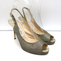 Jimmy Choo Nova Slingback Sandals Gold Glitter Lame Size 36.5 Peep Toe Platform product image 1, provided for visual