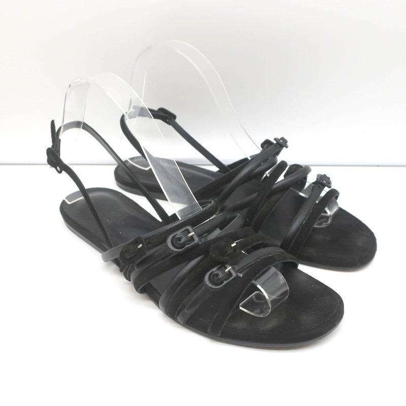 Hermes Strappy Slingback Sandals Black Buckled Leather & Suede Size 39 product image 1, provided for visual reference and
