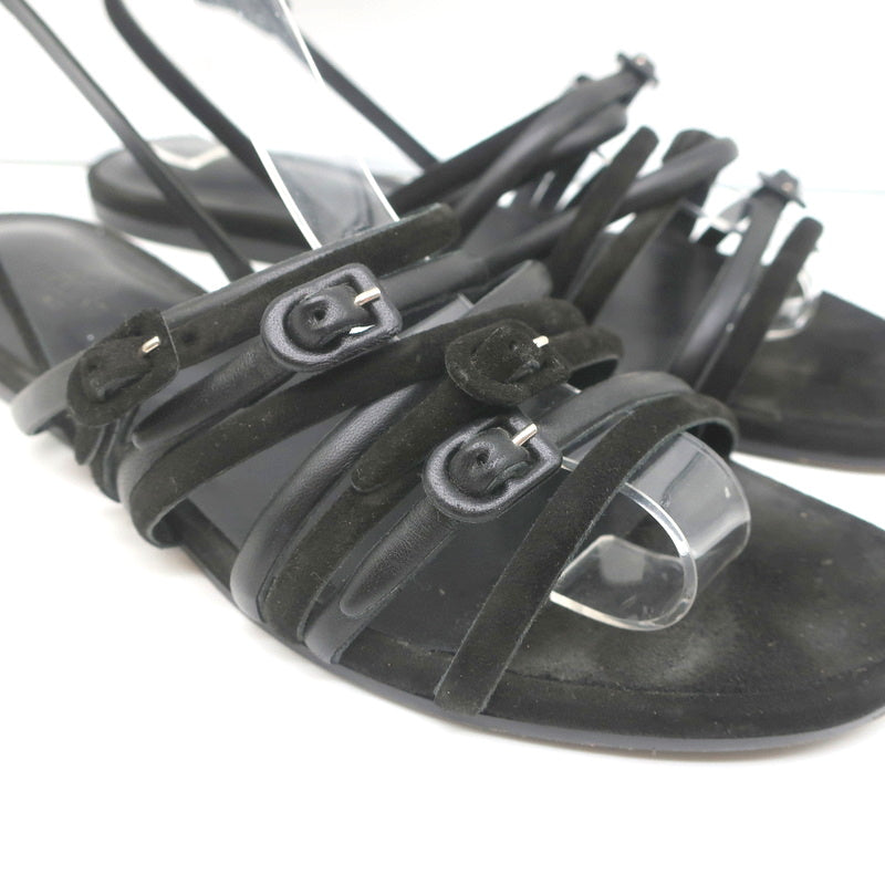 Hermes Strappy Slingback Sandals Black Buckled Leather & Suede Size 39 product image 2, provided for visual reference and
