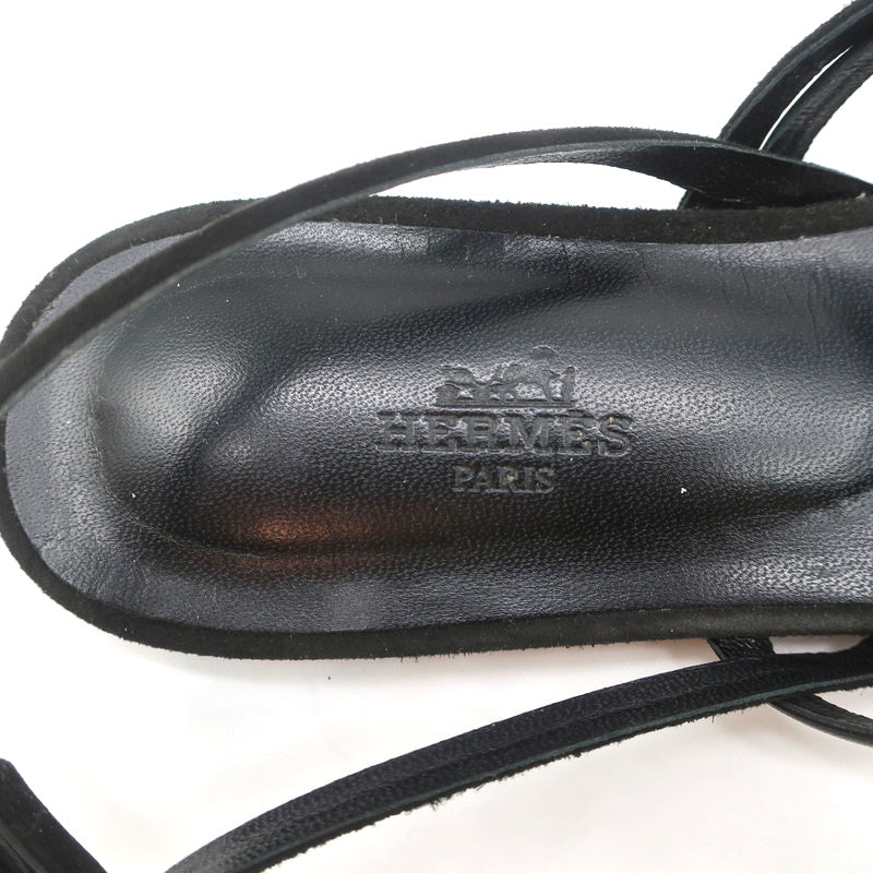 Hermes Strappy Slingback Sandals Black Buckled Leather & Suede Size 39 product image 9, provided for visual reference and