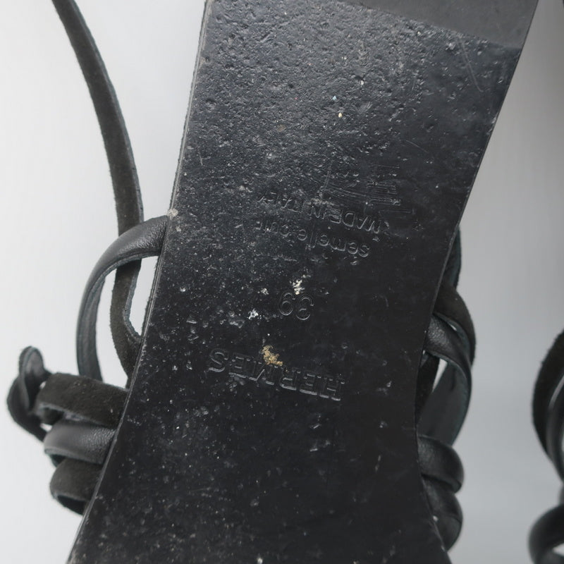 Hermes Strappy Slingback Sandals Black Buckled Leather & Suede Size 39 product image 11, provided for visual reference and