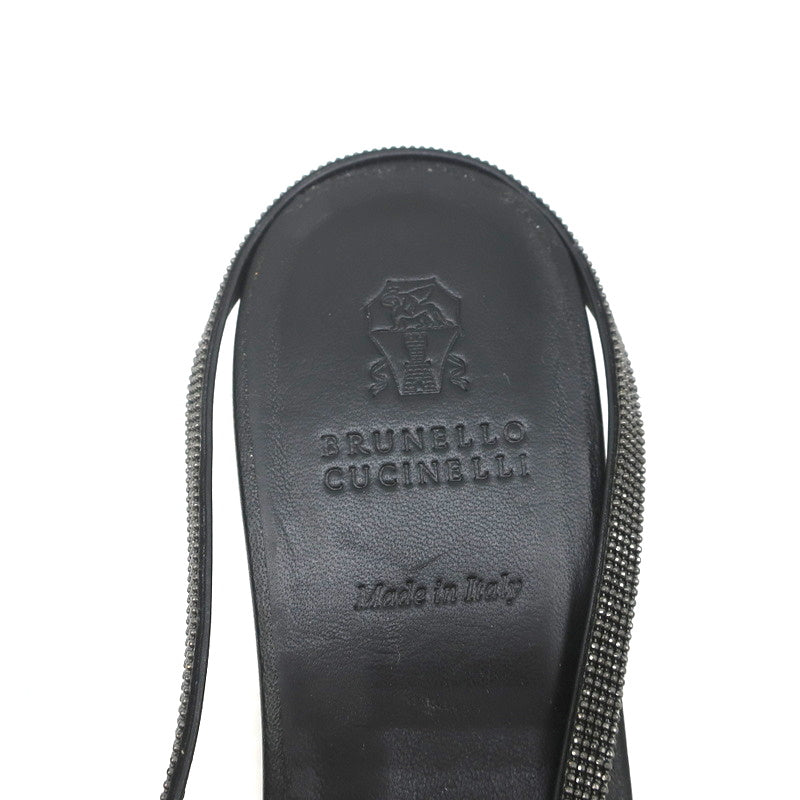 Brunello Cucinelli Monili-Embellished Mules Black Leather Size 39 Slip-On Flats product image 8, provided for visual