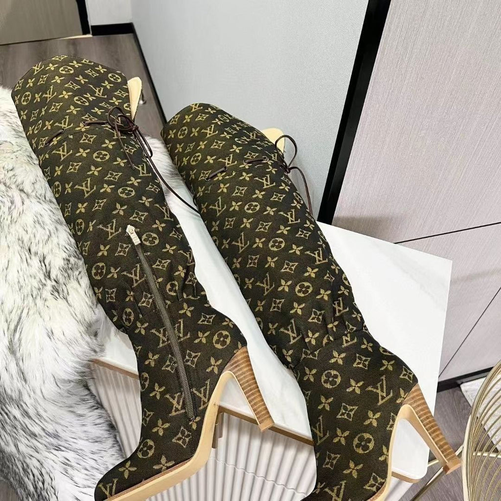New Fashion Retro letter High Heel Long boots product image 6, provided for visual reference and product detail review