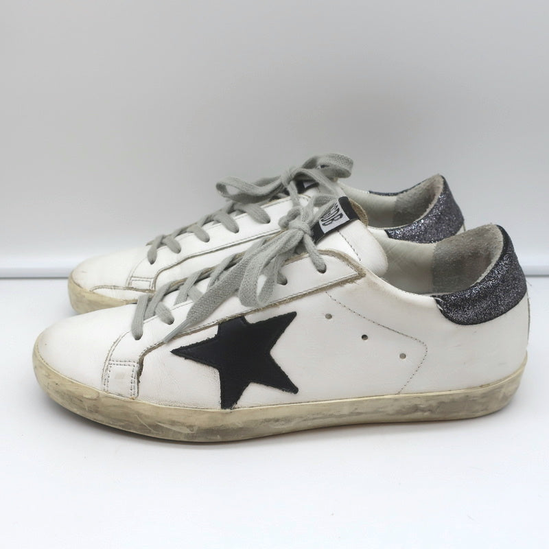 Golden Goose Superstar Glitter Heel Tab Sneakers White & Black Leather Size 38 product image 6, provided for visual