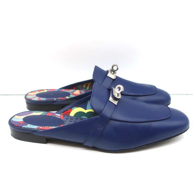 Hermes Oz Kelly Mules Bleu Maritime Leather Palladium Hardware Size 39 product image 3, provided for visual reference and