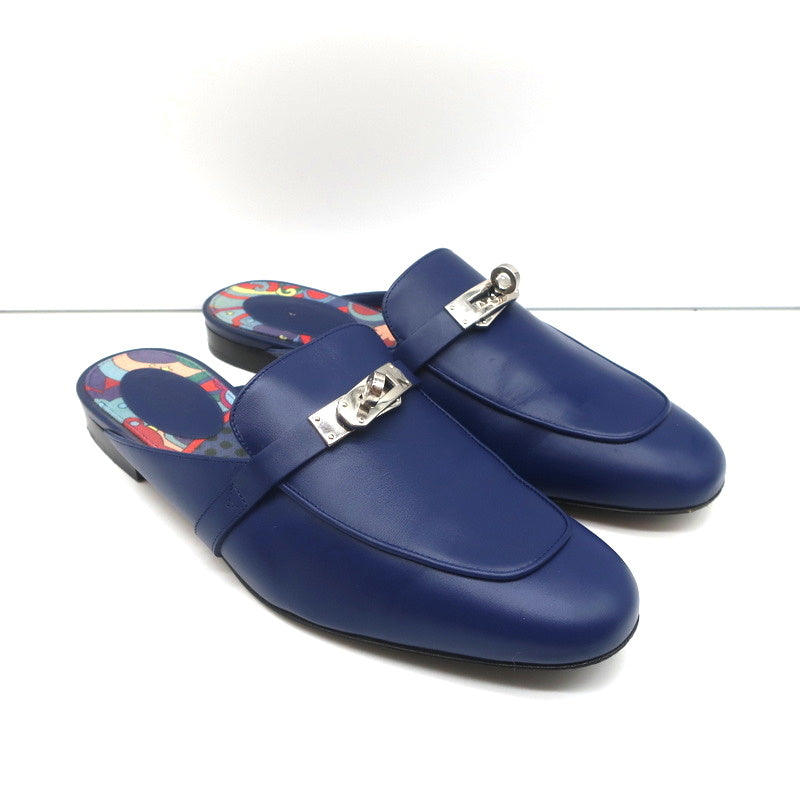 Hermes Oz Kelly Mules Bleu Maritime Leather Palladium Hardware Size 39 product image 1, provided for visual reference and